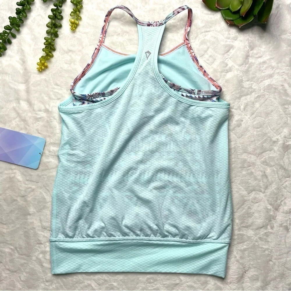 Ivivva Lululemon Girls Double Dutch Double Layer Tank Top in Aqua NWT Size 10